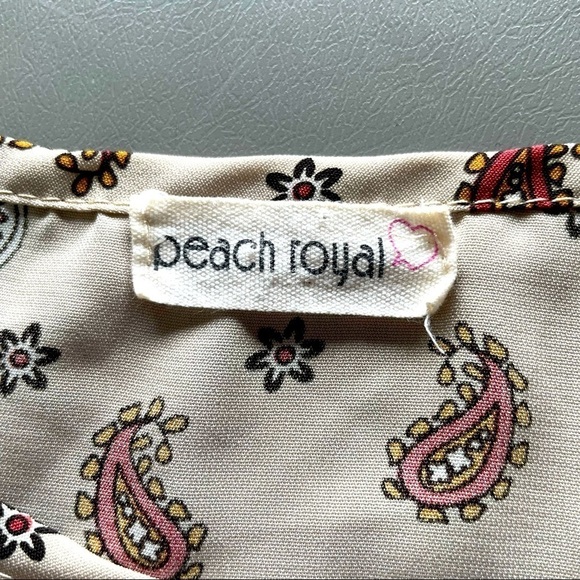 Peach Royal Paisley Ruffle Blouse – Cream/Orange, Fits Like Small - Picture 8 of 10